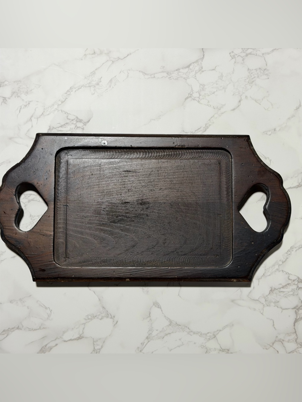 Vintage Pfaltzgraff Village Wood Serving Tray with Heart Cutout Handles 19X9